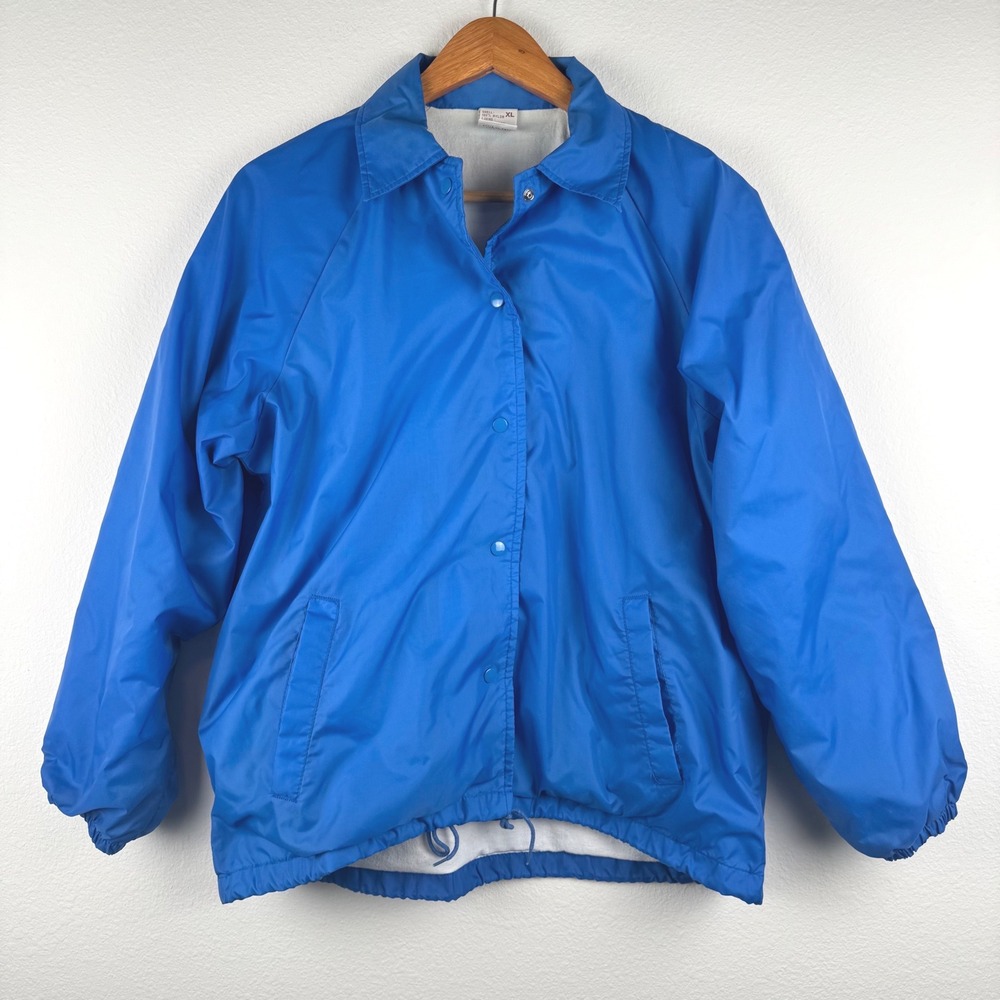 Sears Coaches Jacket Mens XL Blue Excellent Vintage Nylon Windbreaker